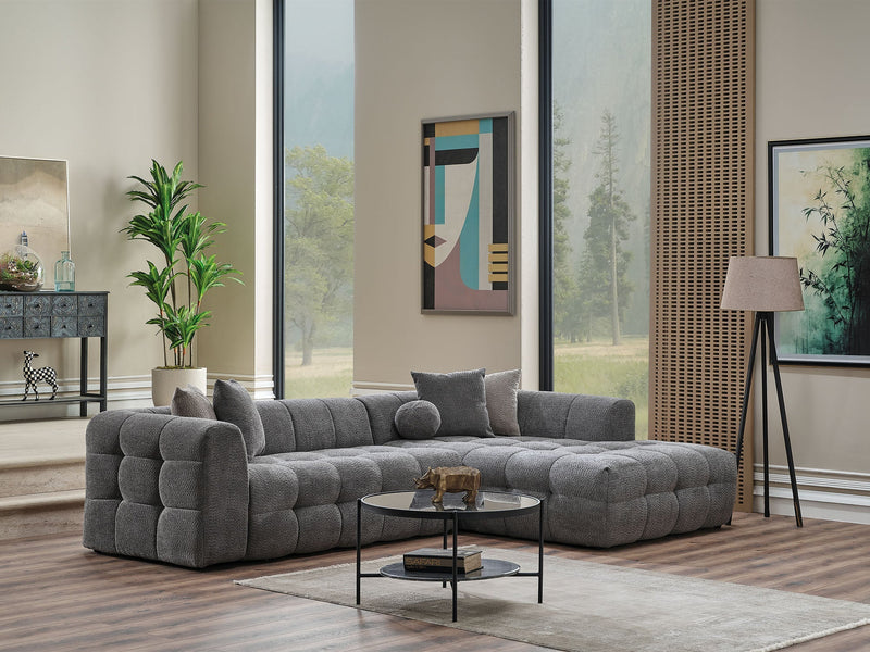 Teddy Sectional Sofa Grey in Grey - 105-TED-IST08-3L
