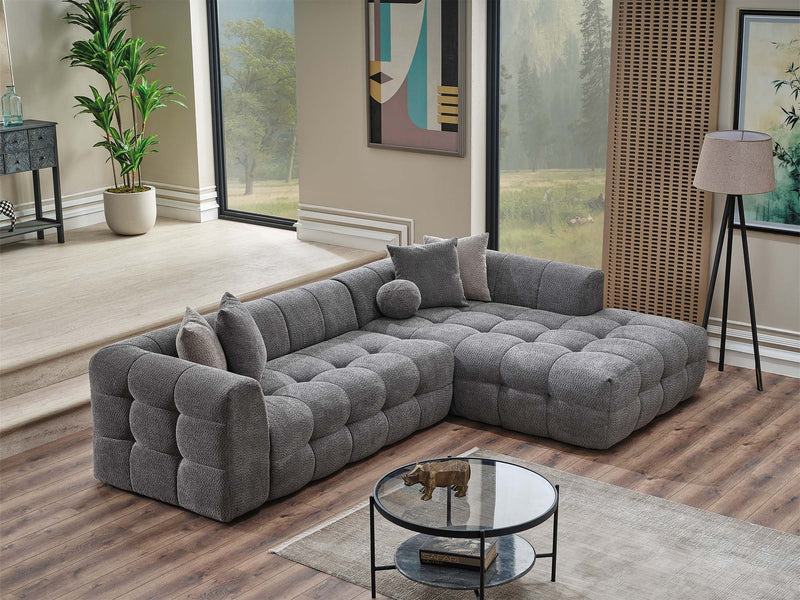 Teddy Sectional Sofa Grey in Grey - 105-TED-IST08-3L