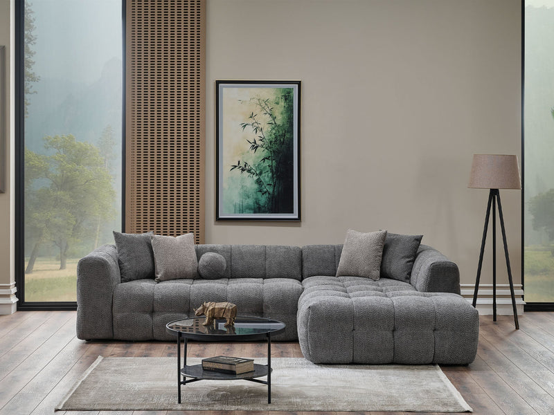 Teddy Sectional Sofa Grey in Grey - 105-TED-IST08-3L
