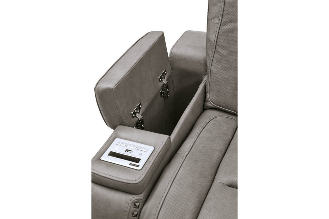 The Man - Den Gray Power Reclining Loveseat with Console - Gate FurniturePower Reclining Loveseat