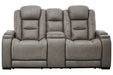 The Man - Den Gray Power Reclining Loveseat with Console - Gate FurniturePower Reclining Loveseat