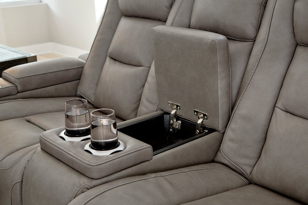 The Man - Den Gray Power Reclining Loveseat with Console - Gate FurniturePower Reclining Loveseat