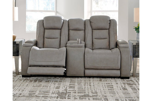 The Man - Den Gray Power Reclining Loveseat with Console - Gate FurniturePower Reclining Loveseat