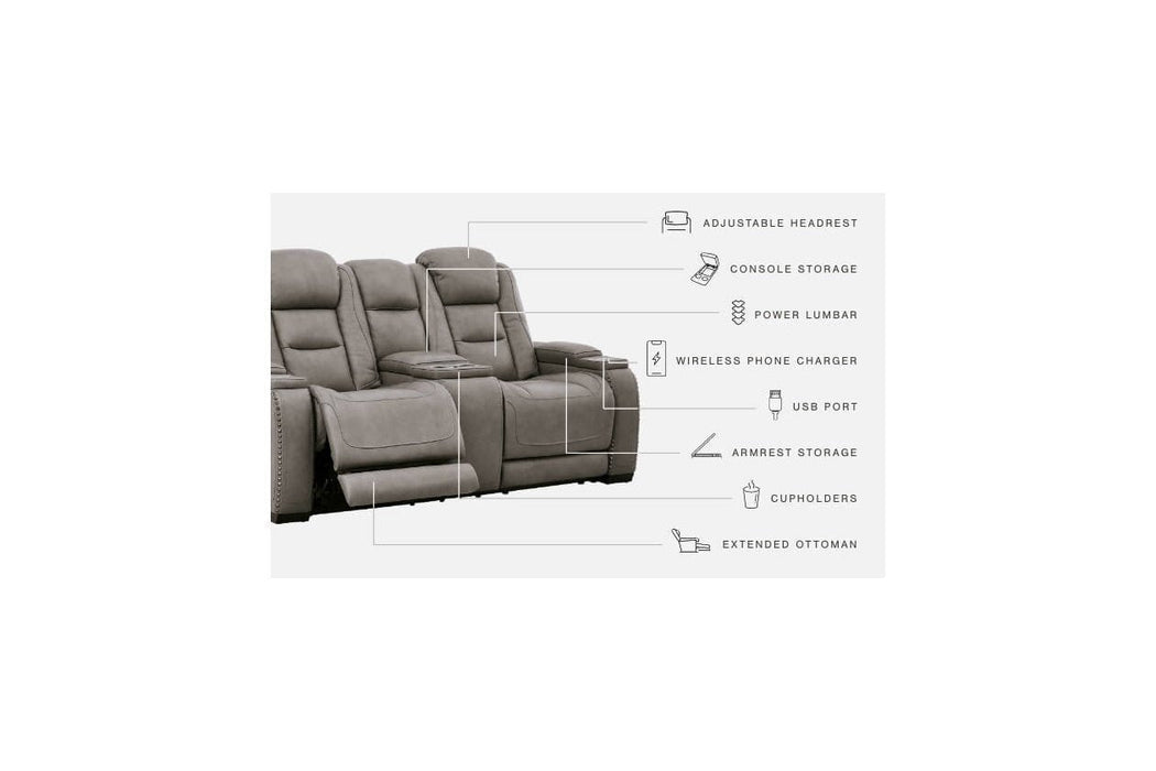 The Man - Den Gray Power Reclining Loveseat with Console - Gate FurniturePower Reclining Loveseat