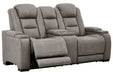 The Man - Den Gray Power Reclining Loveseat with Console - Gate FurniturePower Reclining Loveseat