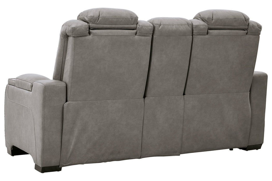 The Man - Den Gray Power Reclining Loveseat with Console - Gate FurniturePower Reclining Loveseat