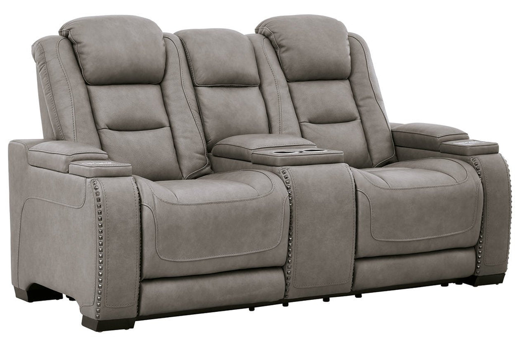 The Man - Den Gray Power Reclining Loveseat with Console - Gate FurniturePower Reclining Loveseat