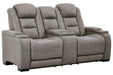 The Man - Den Gray Power Reclining Loveseat with Console - Gate FurniturePower Reclining Loveseat