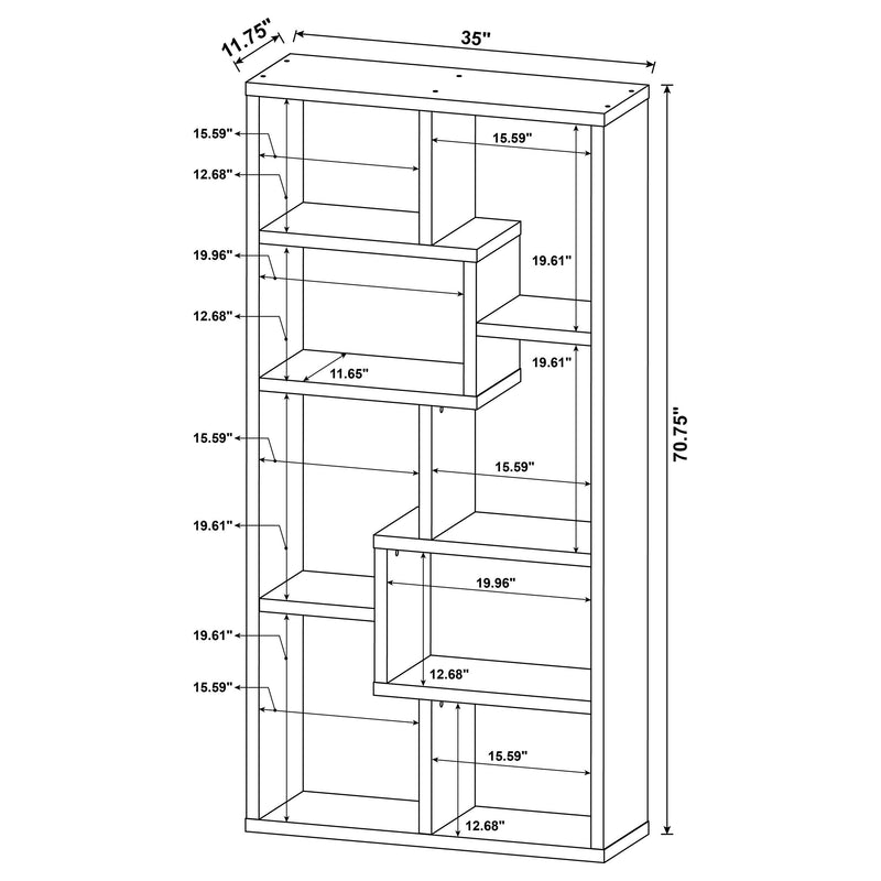 Theo 71-inch 6-shelf Bookshelf Grey Driftwood - 801137
