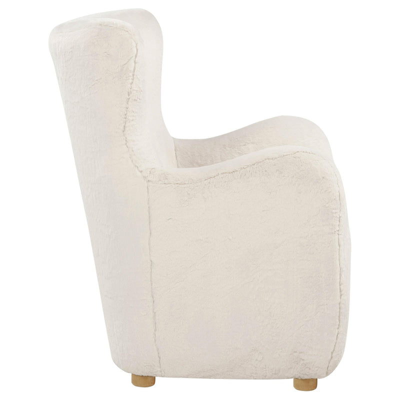 Thornton Faux Fur Upholstered Wingback Lounge Accent Chair Ivory - 903175