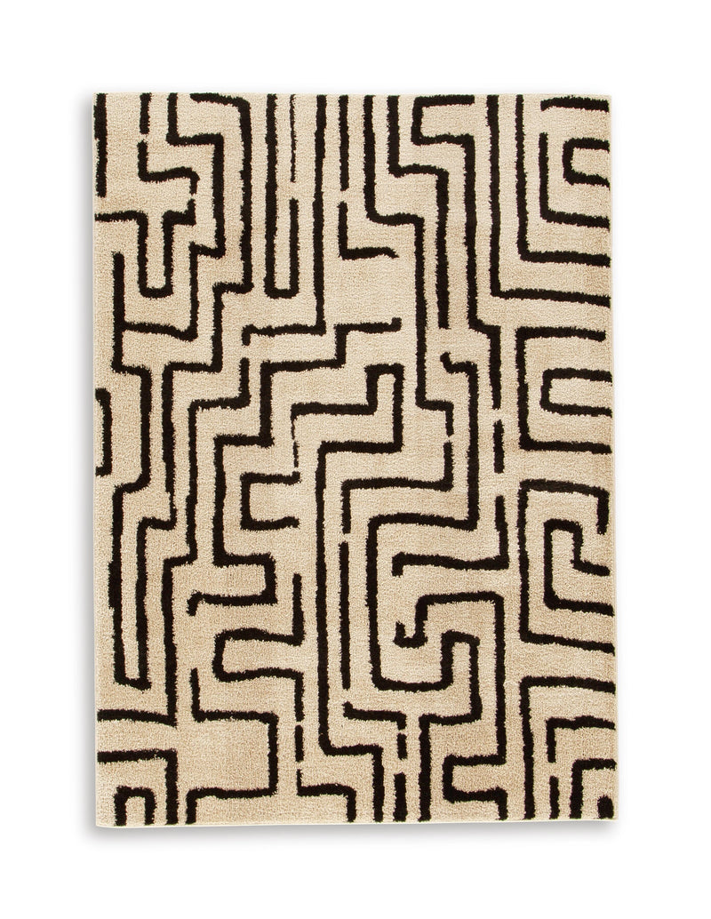 Timworth Black/Beige Washable Medium Rug - R408602