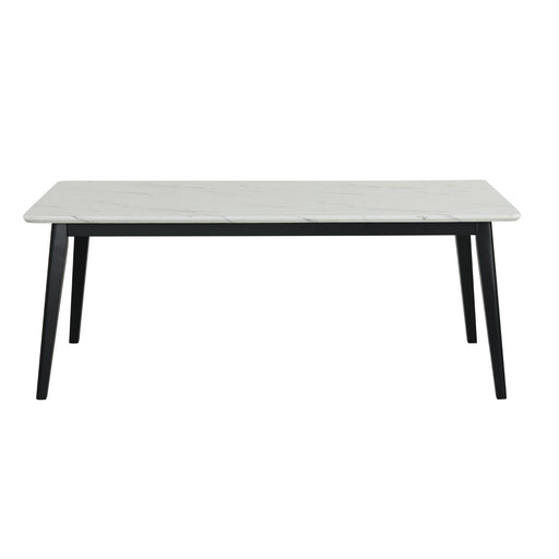 Tina - White Rectangular Shape Dining Table with Faux Marble Top - D213-Table