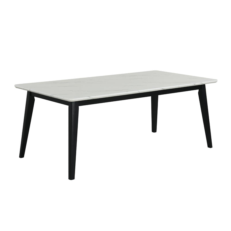 Tina - White Rectangular Shape Dining Table with Faux Marble Top - D213-Table