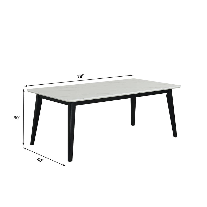 Tina - White Rectangular Shape Dining Table with Faux Marble Top - D213-Table