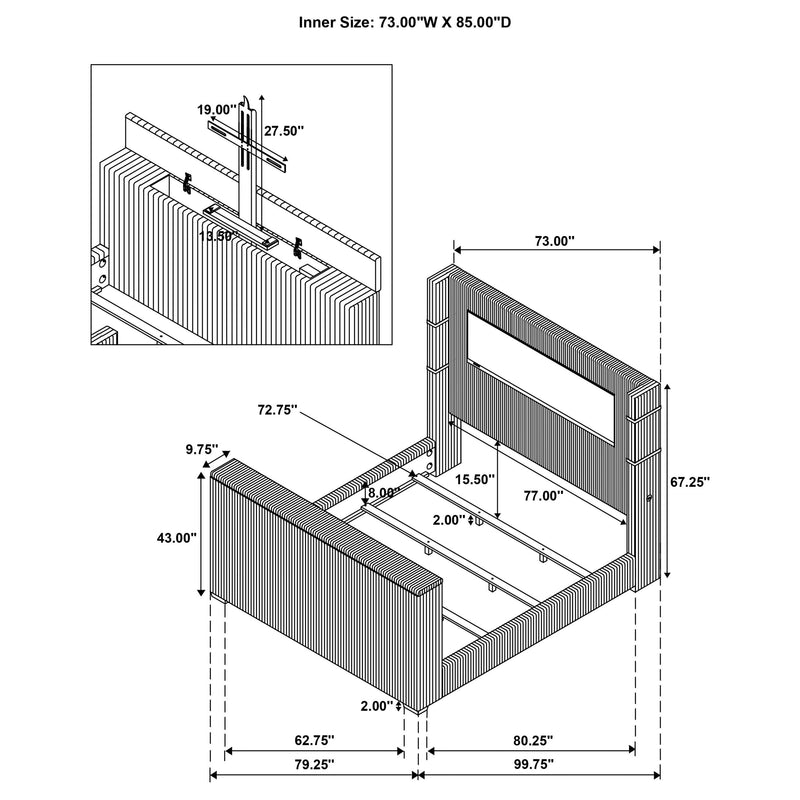Tisdall California King Flame Visualizer TV Bed Black - 315868BLKKW