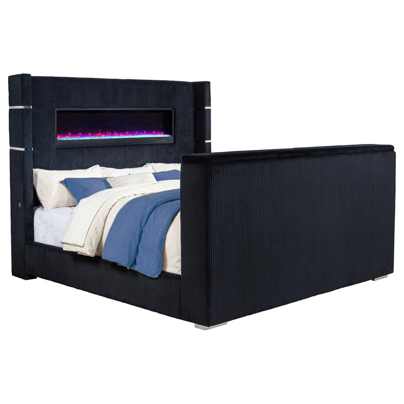 Tisdall Eastern King Flame Visualizer Wingback TV Bed Black - 315868BLKKE