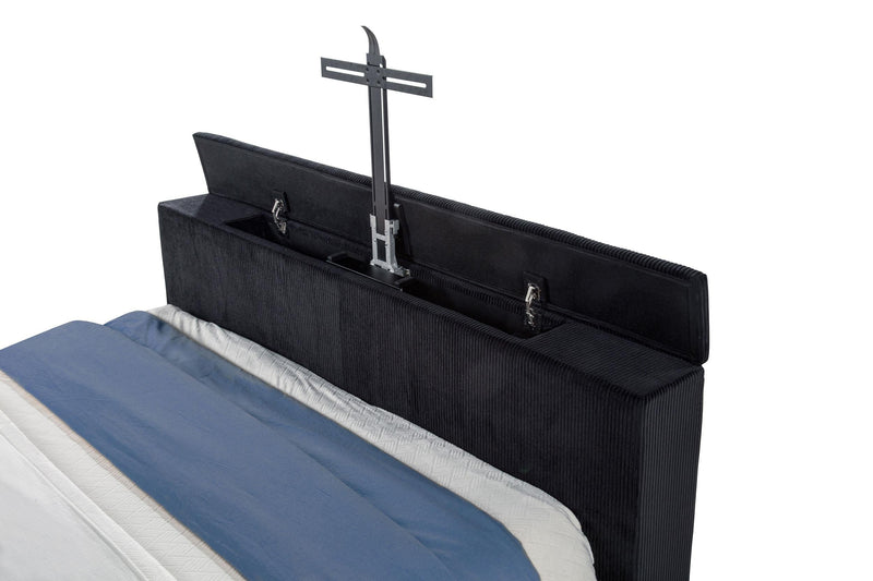 Tisdall Eastern King Flame Visualizer Wingback TV Bed Black - 315868BLKKE