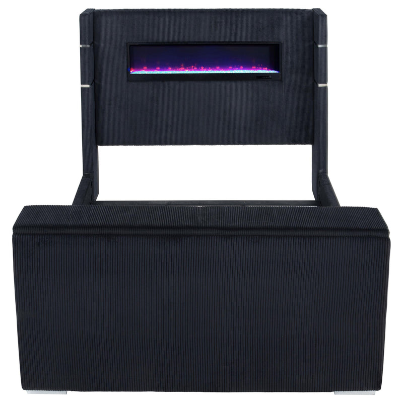 Tisdall Eastern King Flame Visualizer Wingback TV Bed Black - 315868BLKKE