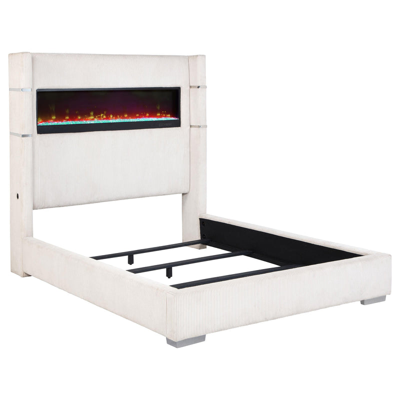 Tisdall Upholstered Cal King Flame Visualizer Bed Cream - 306032KW