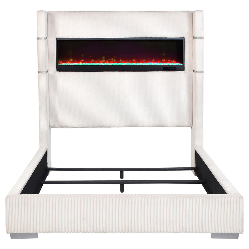 Tisdall Upholstered Cal King Flame Visualizer Bed Cream - 306032KW