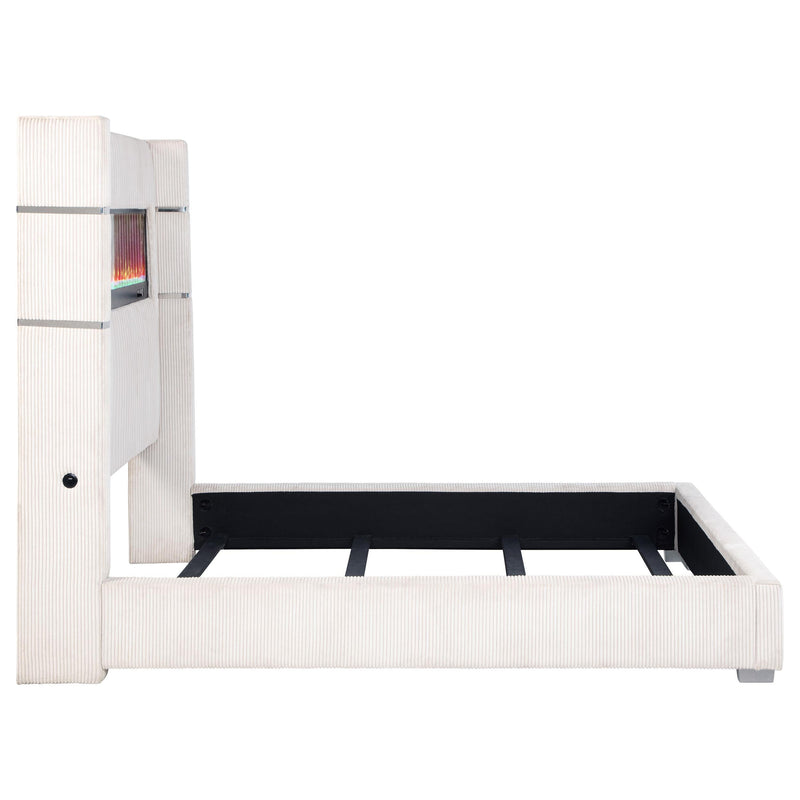 Tisdall Upholstered Cal King Flame Visualizer Bed Cream - 306032KW