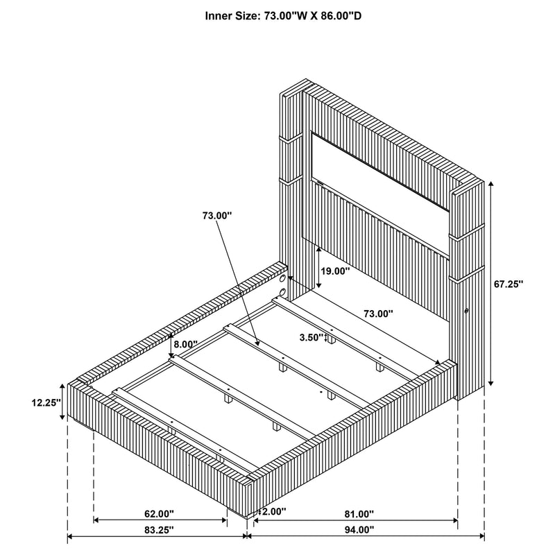 Tisdall Upholstered Cal King Flame Visualizer Bed Grey - 306030KW