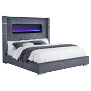 Tisdall Upholstered Cal King Flame Visualizer Bed Grey - 306030KW