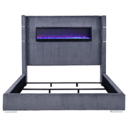 Tisdall Upholstered Cal King Flame Visualizer Bed Grey - 306030KW