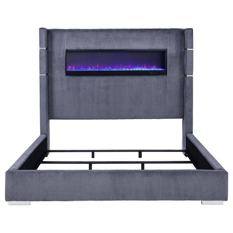 Tisdall Upholstered Cal King Flame Visualizer Bed Grey - 306030KW