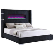 Tisdall Upholstered Eastern King Flame Visualizer Bed Black - 306031KE