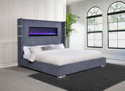 Tisdall Upholstered Eastern King Flame Visualizer Bed Grey - 306030KE