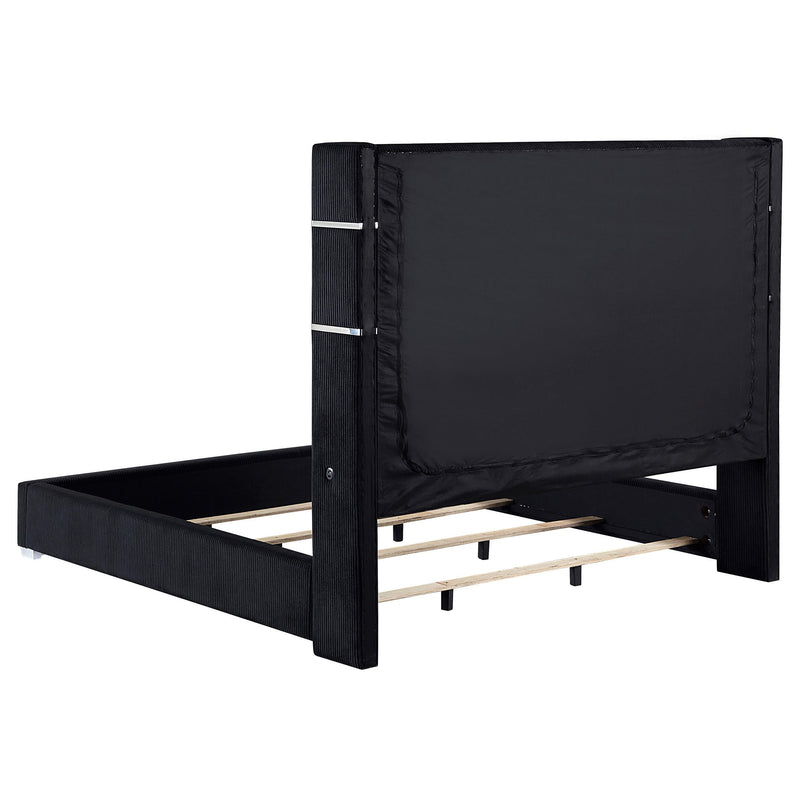 Tisdall Upholstered Queen Flame Visualizer Bed Black - 306031Q