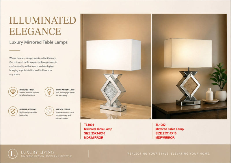 TL1002 25 X 14 X 10 - CRUSHED DIAMOND TABLE LAMP - 210000005719
