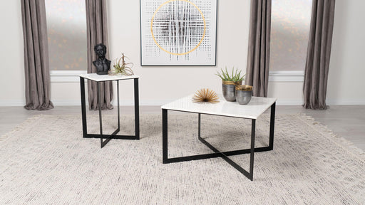 Tobin 2-piece Marble Top Coffee and End Table Set White - 707698-S2