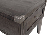 Todoe Dark Gray End Table with USB Ports & Outlets - Lara FurnitureEnd Table