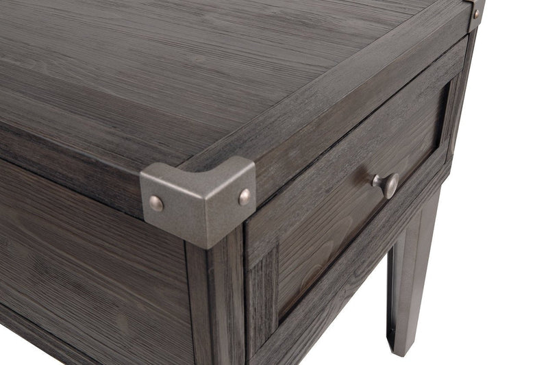 Todoe Dark Gray End Table with USB Ports & Outlets - Lara FurnitureEnd Table