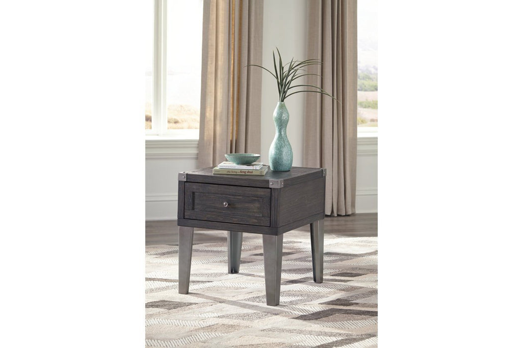 Todoe Dark Gray End Table with USB Ports & Outlets - Gate FurnitureEnd Table