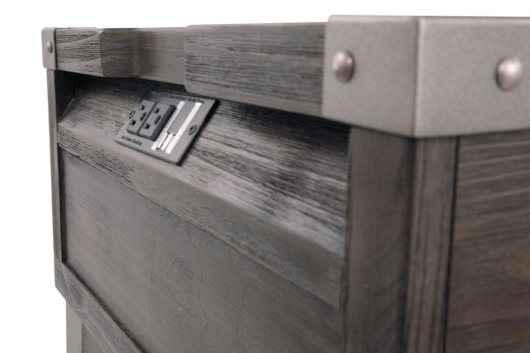 Todoe Dark Gray End Table with USB Ports & Outlets - Gate FurnitureEnd Table