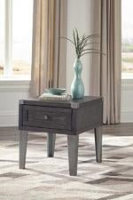 Todoe Dark Gray End Table with USB Ports & Outlets - Gate FurnitureEnd Table