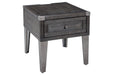Todoe Dark Gray End Table with USB Ports & Outlets - Gate FurnitureEnd Table