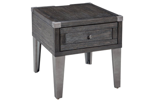 Todoe Dark Gray End Table with USB Ports & Outlets - Gate FurnitureEnd Table