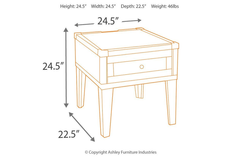 Todoe Dark Gray End Table with USB Ports & Outlets - Lara FurnitureEnd Table