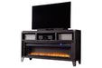 Todoe Gray 65" TV Stand with Electric Fireplace - Gate FurnitureTV Stand