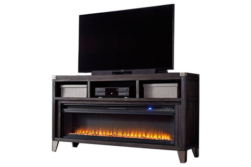 Todoe Gray 65" TV Stand with Electric Fireplace - Gate FurnitureTV Stand