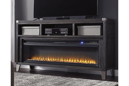 Todoe Gray 65" TV Stand with Electric Fireplace - Gate FurnitureTV Stand