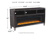 Todoe Gray 65" TV Stand with Electric Fireplace - Lara FurnitureTV Stand