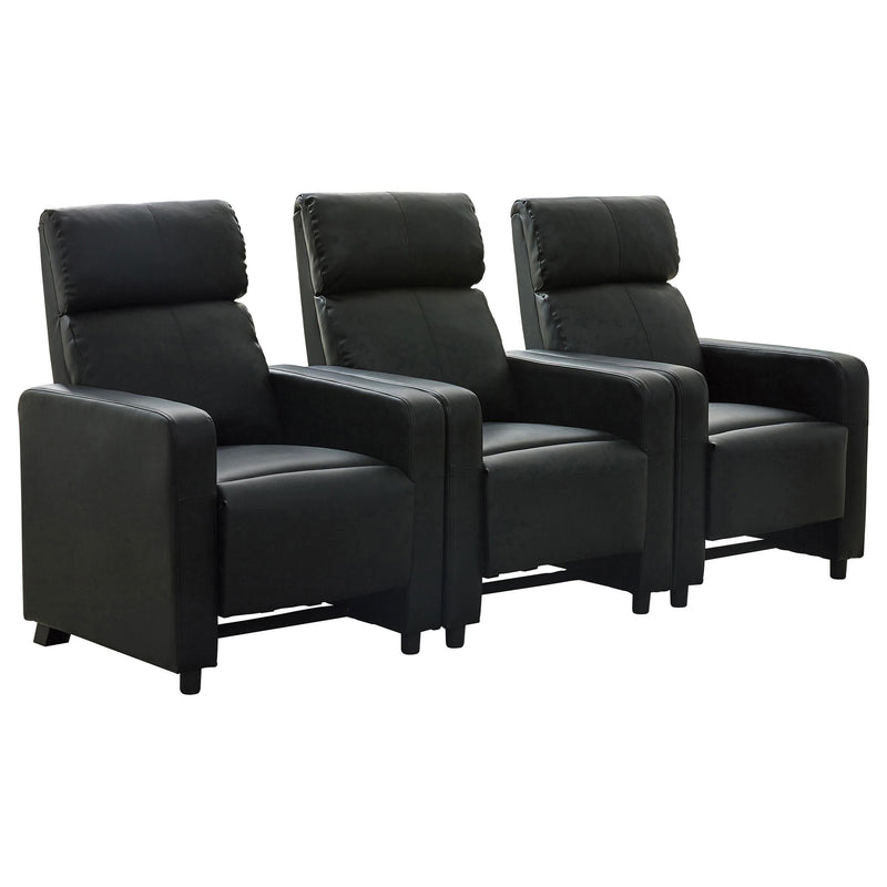 Toohey Upholstered Tufted Recliner Living Room Set Black - 600181-S3B