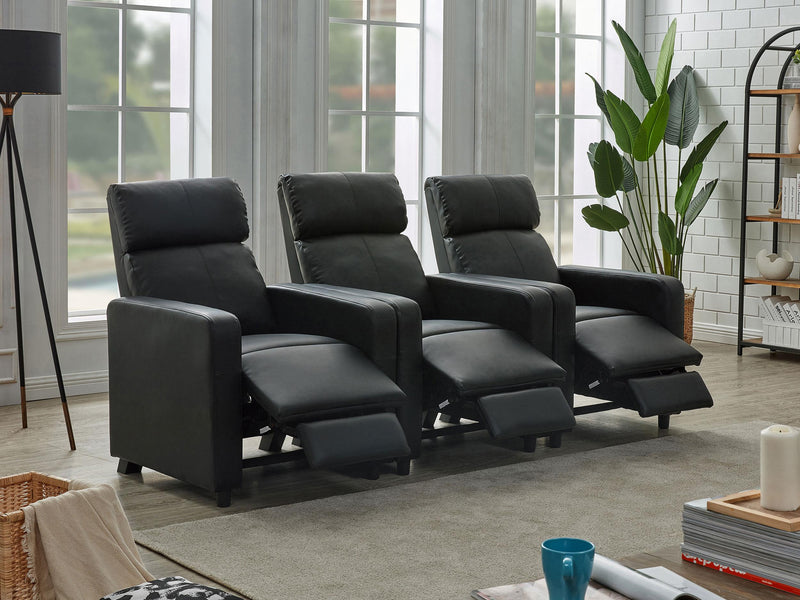 Toohey Upholstered Tufted Recliner Living Room Set Black - 600181-S3B