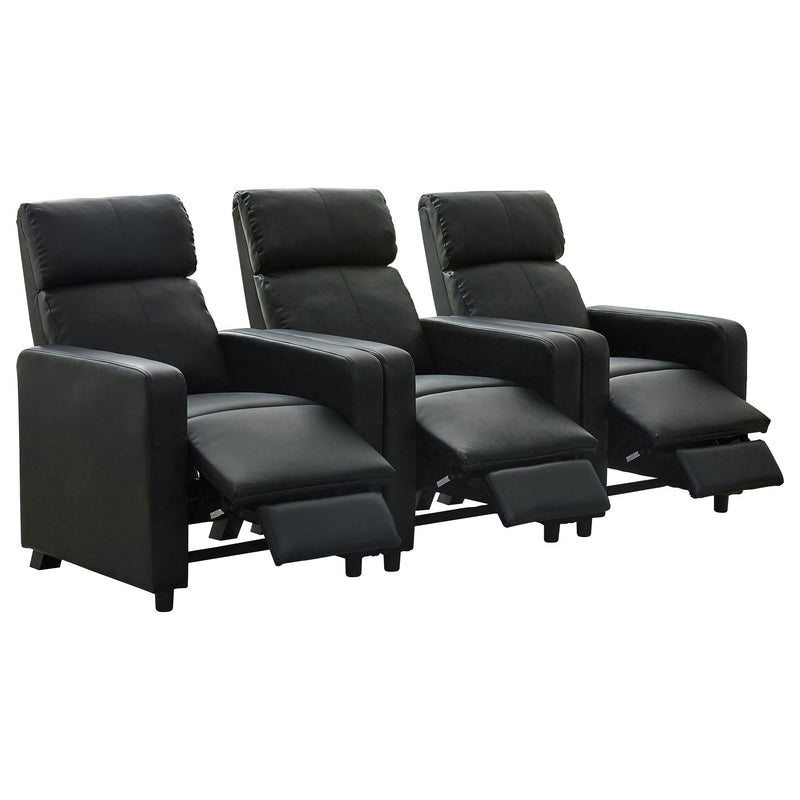 Toohey Upholstered Tufted Recliner Living Room Set Black - 600181-S3B