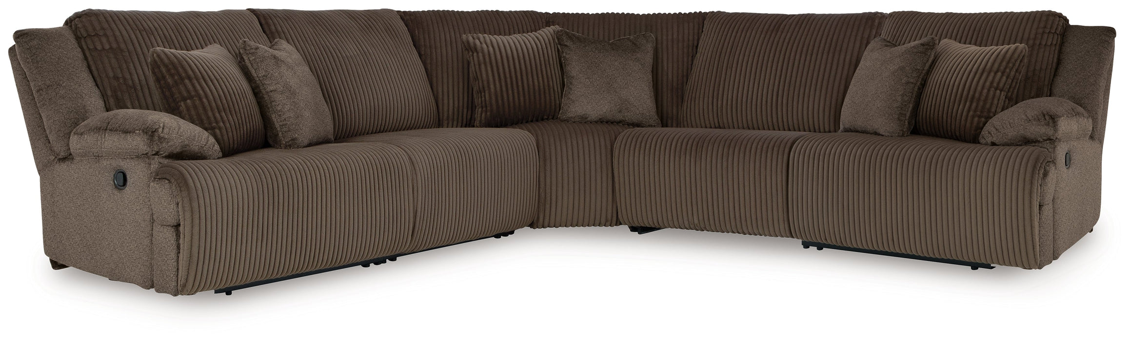 Top Tier 5 - Piece Sectional with Recliner in Chocolate - Gate FurnitureSectional